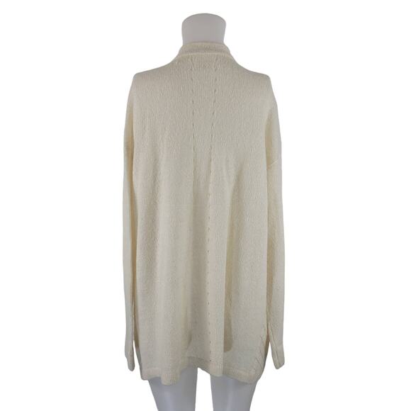 Lou & Grey Acrylic/Nylon/Wool/Alpaca Cream Waterfall Front Cardigan Women L - Picture 3 of 5